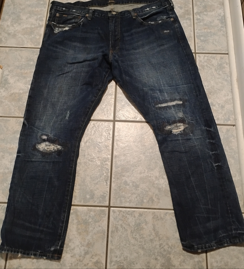 Men's Distressed Blue Jeans Ralph Lauren